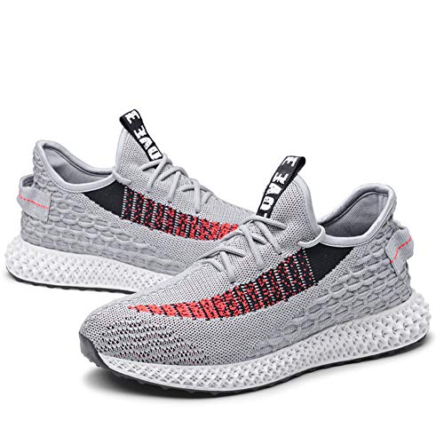 Hombre Zapatillas Deporte para Zapatillas de Ligeras Running Transpirables Cómodas Correr para Zapatos de Malla(9118-Gris,39EU)