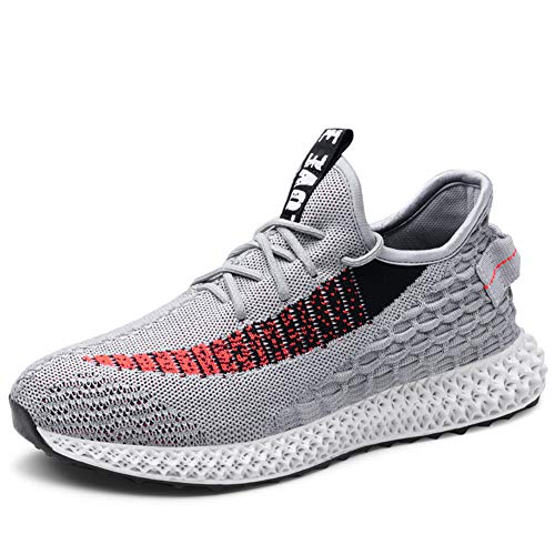 Hombre Zapatillas Deporte para Zapatillas de Ligeras Running Transpirables Cómodas Correr para Zapatos de Malla(9118-Gris,43EU)