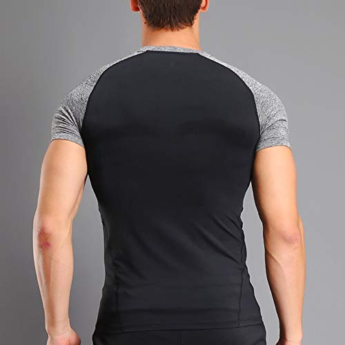 Hombres Bodybuilding Corto Manga Gym Men T Shirts Parte Superior Gimnasio Ropa de Deporte Poliéster y Spandex