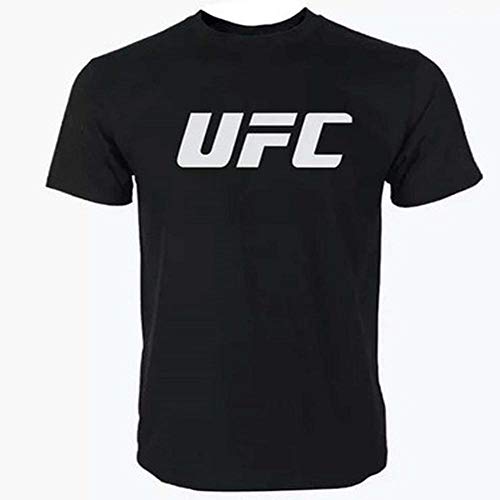 Hombres Camiseta Deportiva De UFC Impreso Alrededor del Cuello Marea Marca Deportiva De Manga Corta De Verano Superior Ocasional Black-M