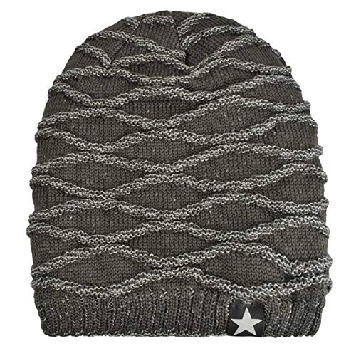 Hombres Cozy Invierno Gorra de Punto tartán Beanie Universal Cálido de Punto de esquí Beanie Hat cráneo Slouchy Gorra Sombrero (Gris Pentagrama)