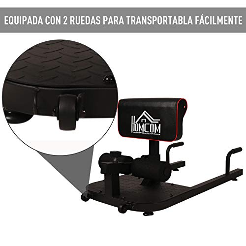 HOMCOM 3-en-1 Profundo Sissy Squat Máquina Equipo de sentadilla para Ejercicios Abdominales Tablero supino Multifuncional Ayuda en Cuclillas Equipo