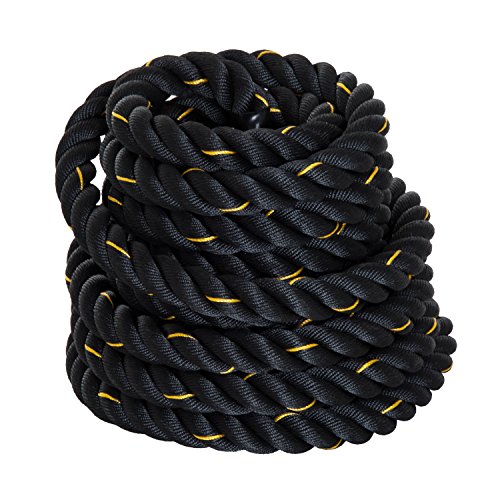 HOMCOM Cuerda de Batalla Battle Rope Formación Battling Power Cuerda Ejercicio Fitness Deporte Crossfit Ф38mm Longitud 9m Poliéster Ultra Resistente