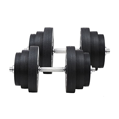 HOMCOM Juego de Mancuernas Pesas de Fitness 40KG Ajustable Profesionales Gimnasio Doméstico y Musculación con Barra Acero y Discos