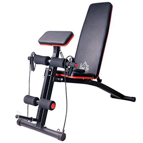 HOMCOM - Mancuerna Plegable y Ajustable para Levantamiento de Pesas, Abdominales y Gimnasio, para Entrenamiento en casa, Gimnasio, etc.