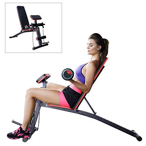 HOMCOM - Mancuerna Plegable y Ajustable para Levantamiento de Pesas, Abdominales y Gimnasio, para Entrenamiento en casa, Gimnasio, etc.