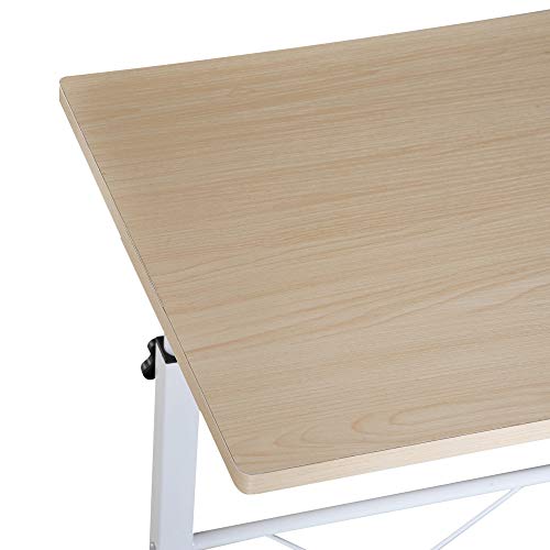 HOMCOM Mesa de Ordenador Escritorio de Computadora para Hogar Oficina Altura Ajustable Mesa Compacta con Ruedas 60x40x68-78cm Color Blanco