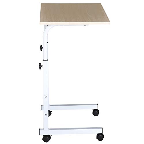 HOMCOM Mesa de Ordenador Escritorio de Computadora para Hogar Oficina Altura Ajustable Mesa Compacta con Ruedas 60x40x68-78cm Color Blanco