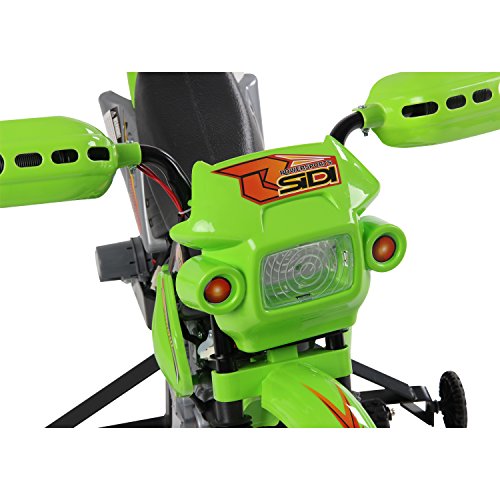 HOMCOM Moto Electrica Infantil Bateria 6V Recargable Niños 3 Años Cargador y Ruedas Apoyo Color Verde