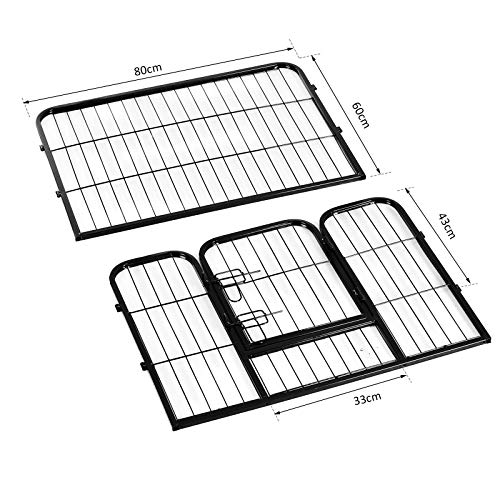 HOMCOM PawHut Parque Mascotas 8 Vallas 80x60cm Jaula Valla Corral con Puerta Entrenamiento