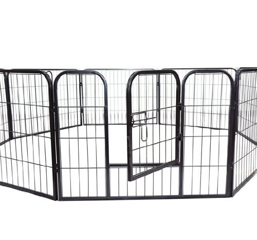 HOMCOM PawHut Parque Mascotas 8 Vallas 80x60cm Jaula Valla Corral con Puerta Entrenamiento