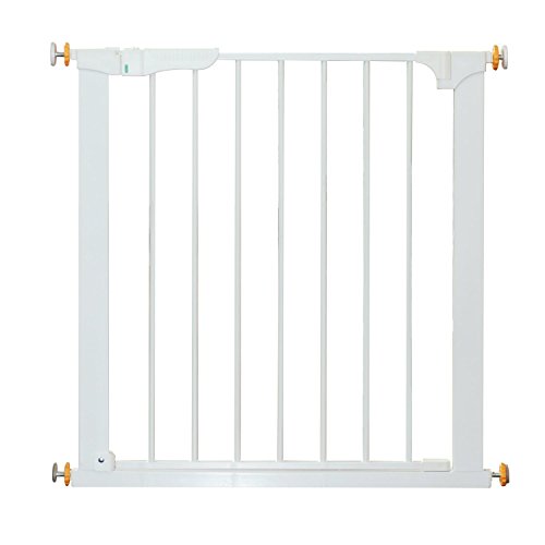 HOMCOM Puerta de Seguridad de Metal, Barrera de Seguridad Blanca de Escalera o Pasillo para Niños y Perros 74-95cm