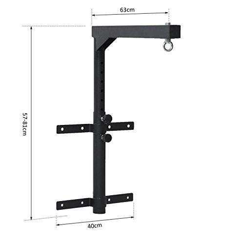 HOMCOM Soporte de Techo para Saco Regulable Colgador Boxeo Pared Gancho Bolsa Pesada MMA Tubo Robusto de Acero Carga máx. 100kg