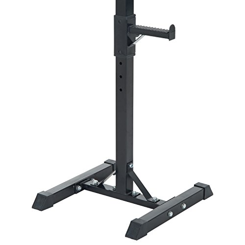 HOMCOM Soporte Estante Ajustable Barra Levantamiento Pesas Gimnasio MAX 150 KG Acero (Negro)