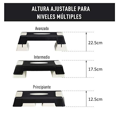 HOMCOM Step Fitness Tabla Stepper Aerobic Deporte Gimnasia Altura Regulable 3 Niveles…