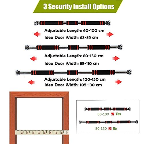 Home-Neat Barra de dominadas para Pared, Negro Opaco, Carga maxima-300kg