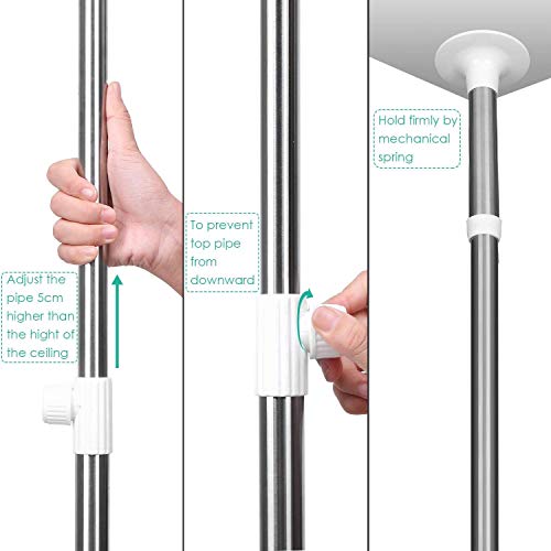 Homfa Estanterías de Baño Estanteria Ducha Triángulo Altura Ajustable 97-310cm 4 Niveles Gran Capacidad con Barra de Toalla (Estanteria Ducha)