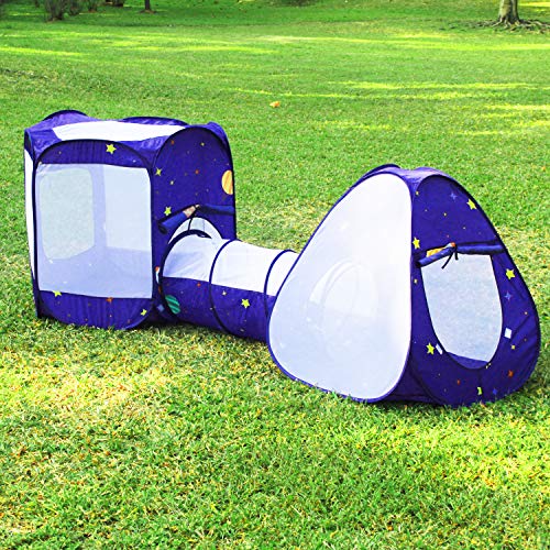 Homfu 3 en 1 Juegos Parque Infantil túnel Casa para Muchachos Muchachas para Al Aire Libre Caminatas Chilren Playtent con Popup Design (Púrpura)