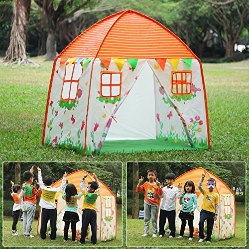 Homfu Tienda del Juego Tienda de Campaña para Niños Castillo Juego en casa para Chicos Plegable autoarmable (Albicocche)