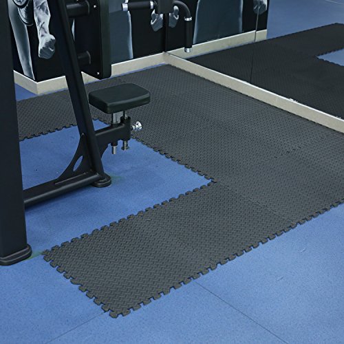 Homgrace Suelos de Gimnasio Eva Suelo Goma Alfombrilla Gimnasia Estilo de Enclavamiento Alfombrillas de Espuma para Protección 10 Piezas-Negro（30x30cm）