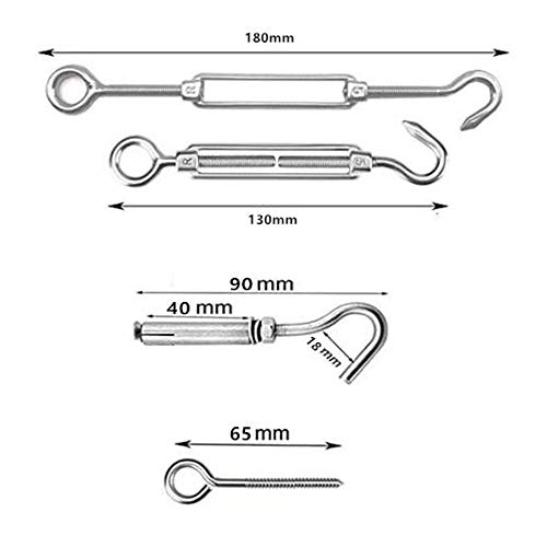 HOMPER Kit de barandilla de cables, kit de alambre, kit de rollo de valla, con revestimiento de PVC, cuerda de acero inoxidable 304 resistente, tensor de alambre de hebilla