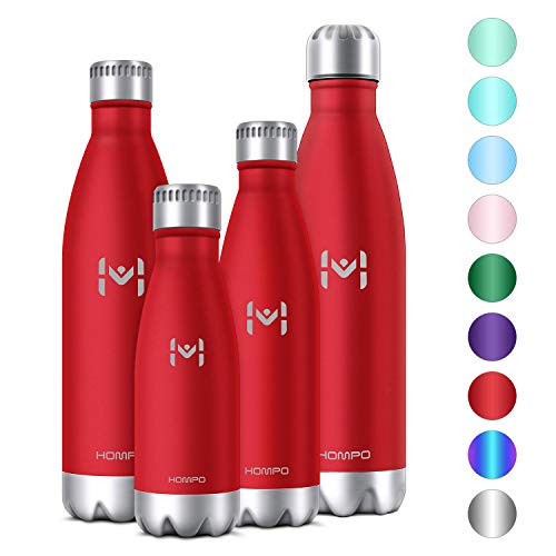 HOMPO Botella de Agua de Acero Inoxidable Botella Termica 350ml, Botella Sin Bpa & Eco Friendly, Mantiene Bebidas frías por 24h y Calientes por 12h, Adecuada para Viaje, Deporte, Bicicleta, Gimnasio