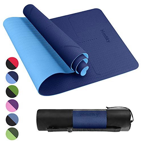 Homtiky Esterilla Yoga, Esterilla Deporte Antideslizante con Material ecológico TPE, Yoga Mat diseñado para Entrenamiento físico con Correa de Transporte y Bolsa