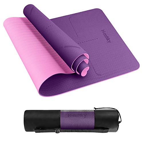 Homtiky Esterilla Yoga, Esterilla Deporte Antideslizante con Material ecológico TPE, Yoga Mat diseñado para Entrenamiento físico con Correa de Transporte y Bolsa