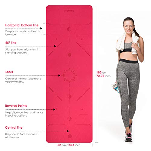 Homtiky Esterilla Yoga, Esterilla Deporte Antideslizante con Material ecológico TPE, Yoga Mat diseñado para Entrenamiento físico con Correa de Transporte y Bolsa