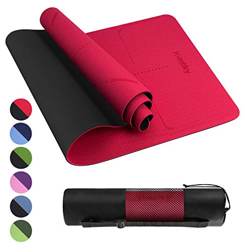 Homtiky Esterilla Yoga, Esterilla Deporte Antideslizante con Material ecológico TPE, Yoga Mat diseñado para Entrenamiento físico con Correa de Transporte y Bolsa