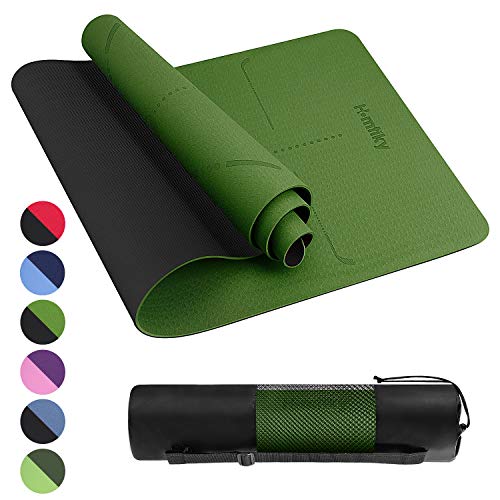 Homtiky Esterilla Yoga, Esterilla Deporte Antideslizante con Material ecológico TPE, Yoga Mat diseñado para Entrenamiento físico con Correa de Transporte y Bolsa