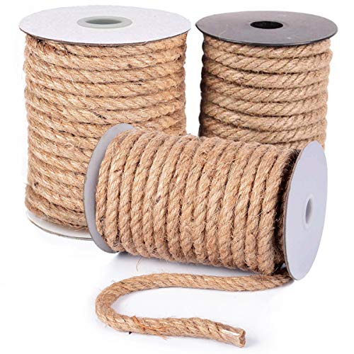 HOMYHOME Cuerda cáñamo 10mm Natural Rollo de Cordel Yute para Cord Craft Industrial Embalaje artesanía decoración confección jardinería hogar 98.5ft