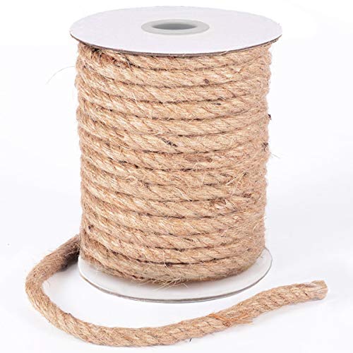 HOMYHOME Cuerda cáñamo 10mm Natural Rollo de Cordel Yute para Cord Craft Industrial Embalaje artesanía decoración confección jardinería hogar 98.5ft