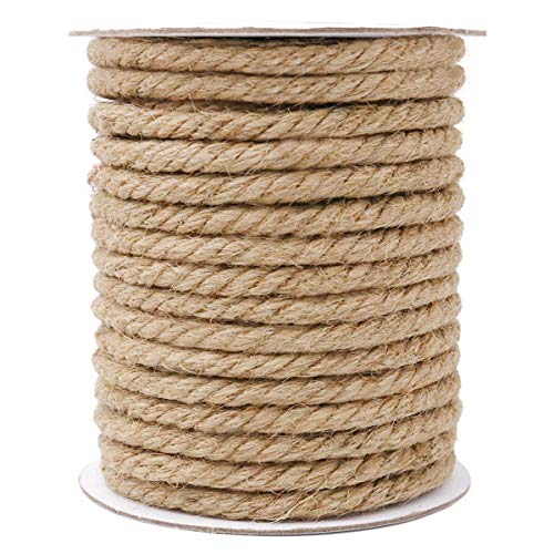 HOMYHOME Cuerda cáñamo 10mm Natural Rollo de Cordel Yute para Cord Craft Industrial Embalaje artesanía decoración confección jardinería hogar 98.5ft