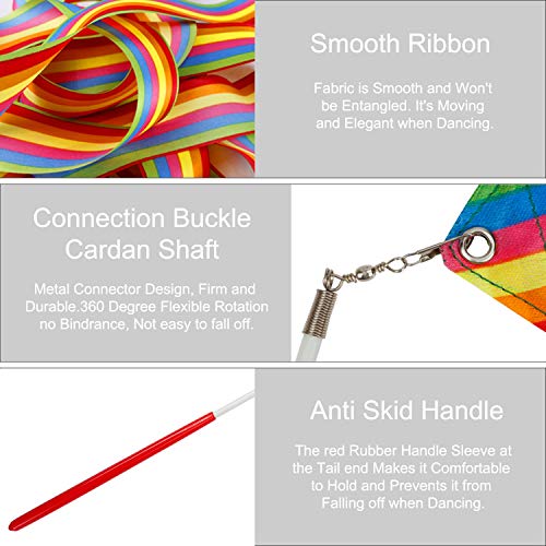 HONGXIN-SHOP Danza Cinta 2 Metros Cintas de Baile Streamers Gimnasia Rítmica Varitas de Cinta para Niños Baile Artístico Gimnasia Entrenamiento Actividades Divertidas 22 Piezas