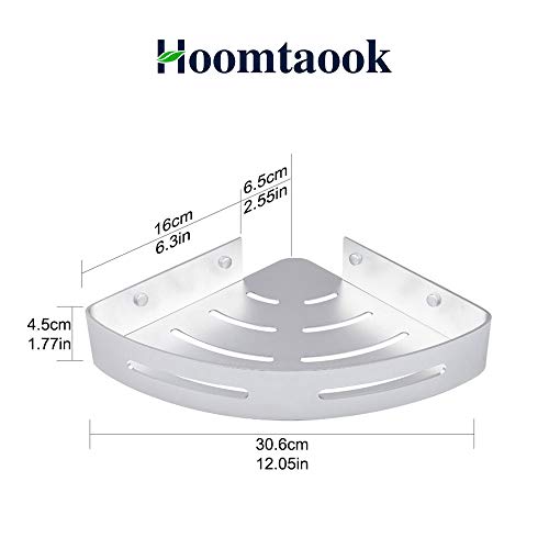 Hoomtaook Estanteria Ducha sin Taladros Estanteria Baño Ducha Rinconera Estantería de Esquina para Baño Ducha Aluminio, Acabado Mate, Estantes, 2 piezas Plata