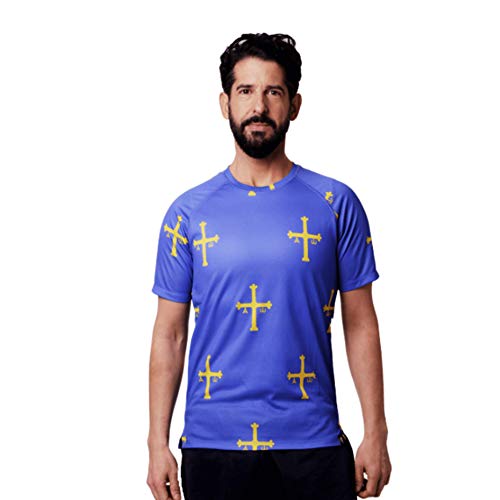 HOOPOE Camiseta Asturias Hombre, Manga Corta, Running, Gimnasio #PatriaQuerida Talla M