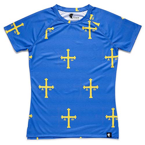 HOOPOE Camiseta Asturias Mujer, Manga Corta, Running, Gimnasio #PatriaQuerida Talla M