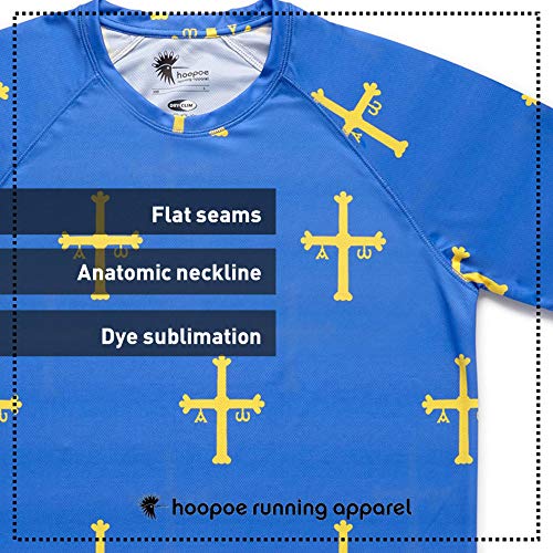 HOOPOE Camiseta Asturias Niño, Niña, Manga Corta, Running, Gimnasio #PatriaQuerida Talla 10