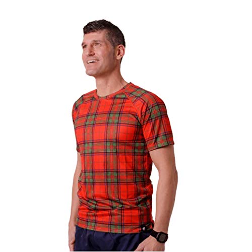 HOOPOE Camiseta Escocia Hombre, Manga Corta, Running, Gimnasio #ScottishRed Talla L