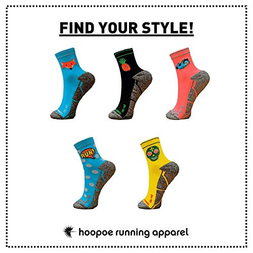 HOOPOE Pack Calcetines Running Mix, 5 Pares, Hombres, Mujer, Divertidos, Foxblue, Skully, Comic, Pineapple, Lazy, Talla 41-45