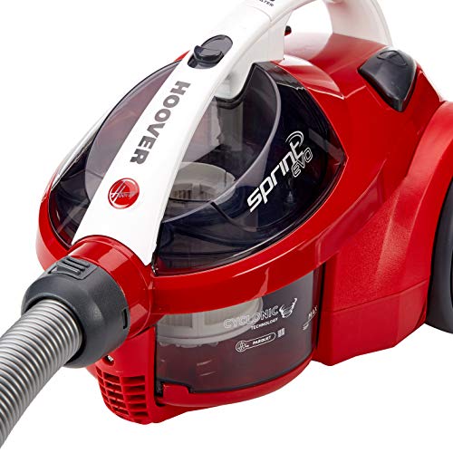 Hoover Sprint Evo SE51 - Aspiradora sin bolsa, ciclónico, Cepillo especial suelos de parquet, suelos duros y alfombras, Filtro EPA, 700W, Depósito 1,5L, 80dBA, Cable 7,5m, Plástico, Rojo, clase A