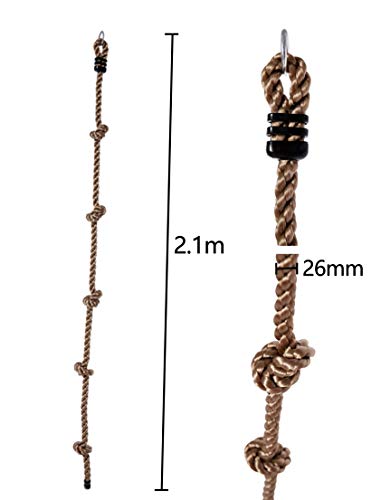 HorBous Cuerda de Escalada para Niños con 5 Nudos de 2 m x 26 mm para Edades de 3 años y más (A)