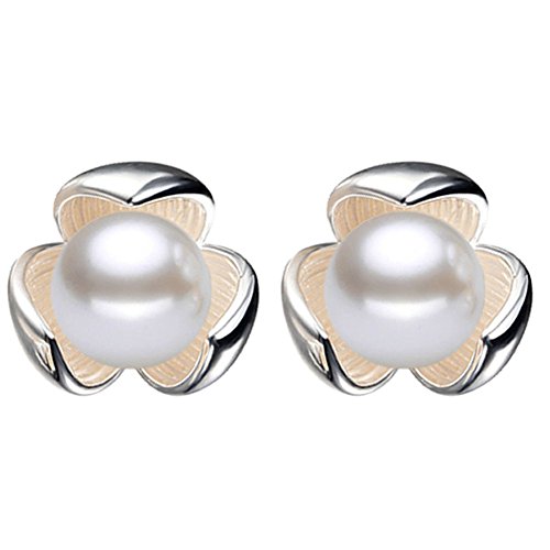 Hosaire Pendientes de Plata de Lucky Clover Perla Moda Muchachas de las de Botón Nuevo Estilo para Mujeres de la Joyería Accesorios