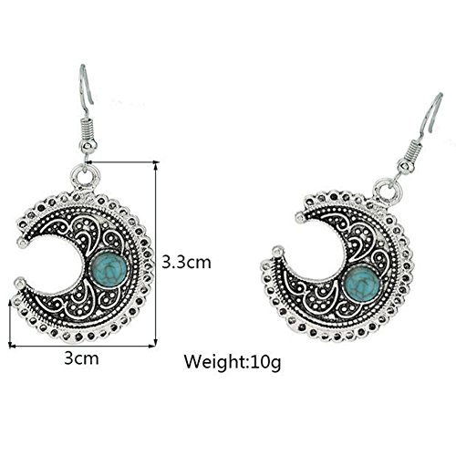 Hosaire Pendientes de Plata de Modelo de la Turquesa de la Luna Moda Muchachas de Las Mujeres Pendientes Mujeres de la Joyería Accesorios