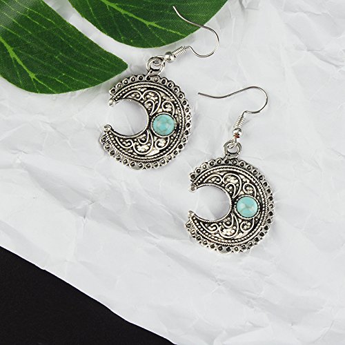 Hosaire Pendientes de Plata de Modelo de la Turquesa de la Luna Moda Muchachas de Las Mujeres Pendientes Mujeres de la Joyería Accesorios