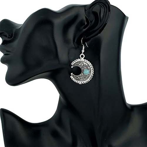 Hosaire Pendientes de Plata de Modelo de la Turquesa de la Luna Moda Muchachas de Las Mujeres Pendientes Mujeres de la Joyería Accesorios