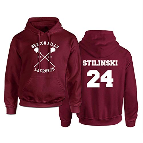 HOSD Teen Wolf Hoodie Hombres Lacrosse Stilinski Print Pullover Hombres Red Hood Sudaderas Mujeres Anime Hodie 11 L