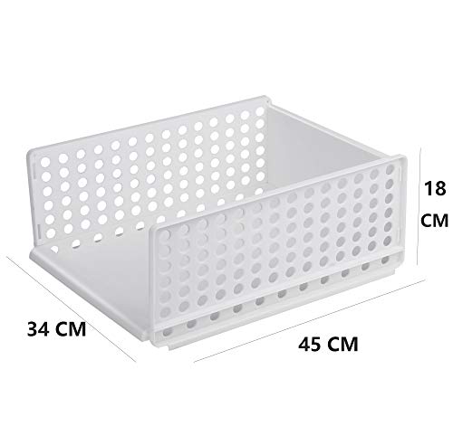 Hossejoy - Juego de 4 organizadores apilables de almacenamiento de armario de plástico desmontables estantes para cajones separadores de ropa, vestidores o dormitorios