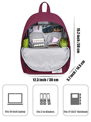 Hotstyle SIMPLAY Plus Mochila Escolar Clásico, Granate